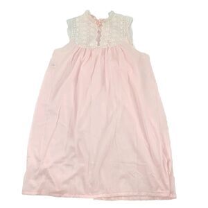 Vintage 1960s Katz Sleeveless Nightgown Sleep Dress Gown L Pink White Corquette